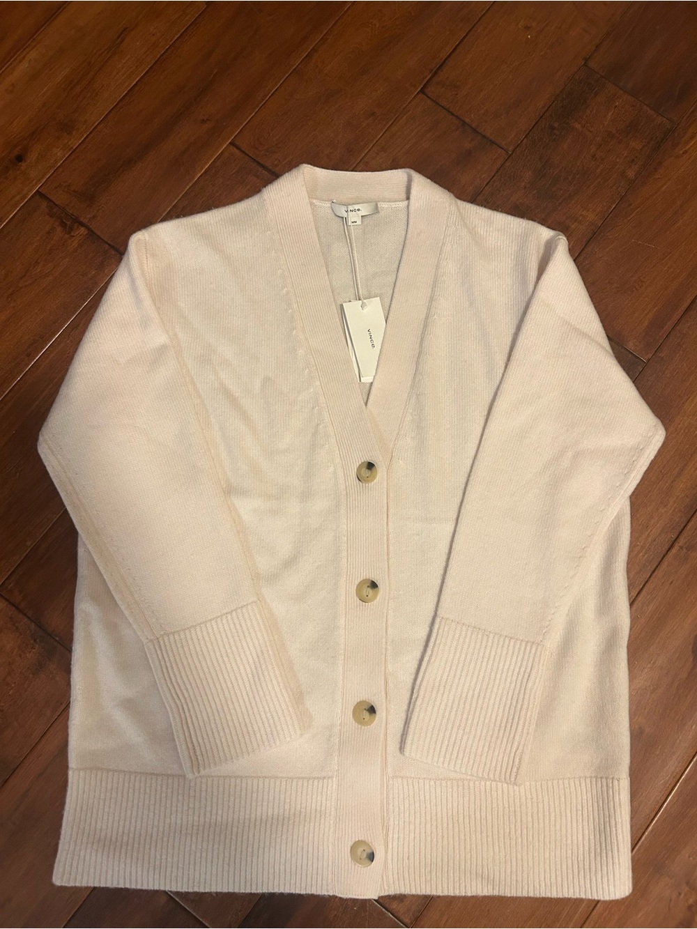 VINCE Cream Wool V-Neck Cardigan Sweater
